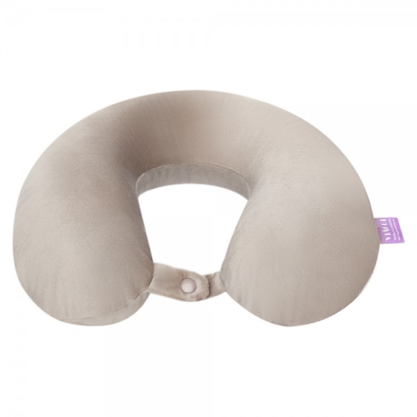 VIAGGI U Shape Round Memory Foam Soft Travel Neck Pillow for Neck Pain Relief Cervical Orthopedic Use Comfortable Neck Rest Pillow - Khaki